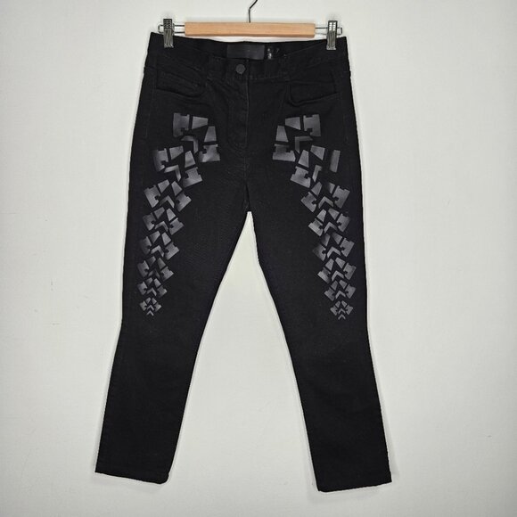 NWOT Alexander Wang x H&M Skinny Jeans Sz 8 Black Stretch Embellished Geometric - Picture 2 of 10